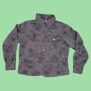 Shaver Lake Lightweight Denim Black Embroidered Floral Jacket Medium